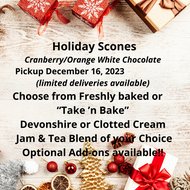 Gluten Fee Holiday Scones 'n Tea - Pickup or (Limited) delivery Sat Dec 16th