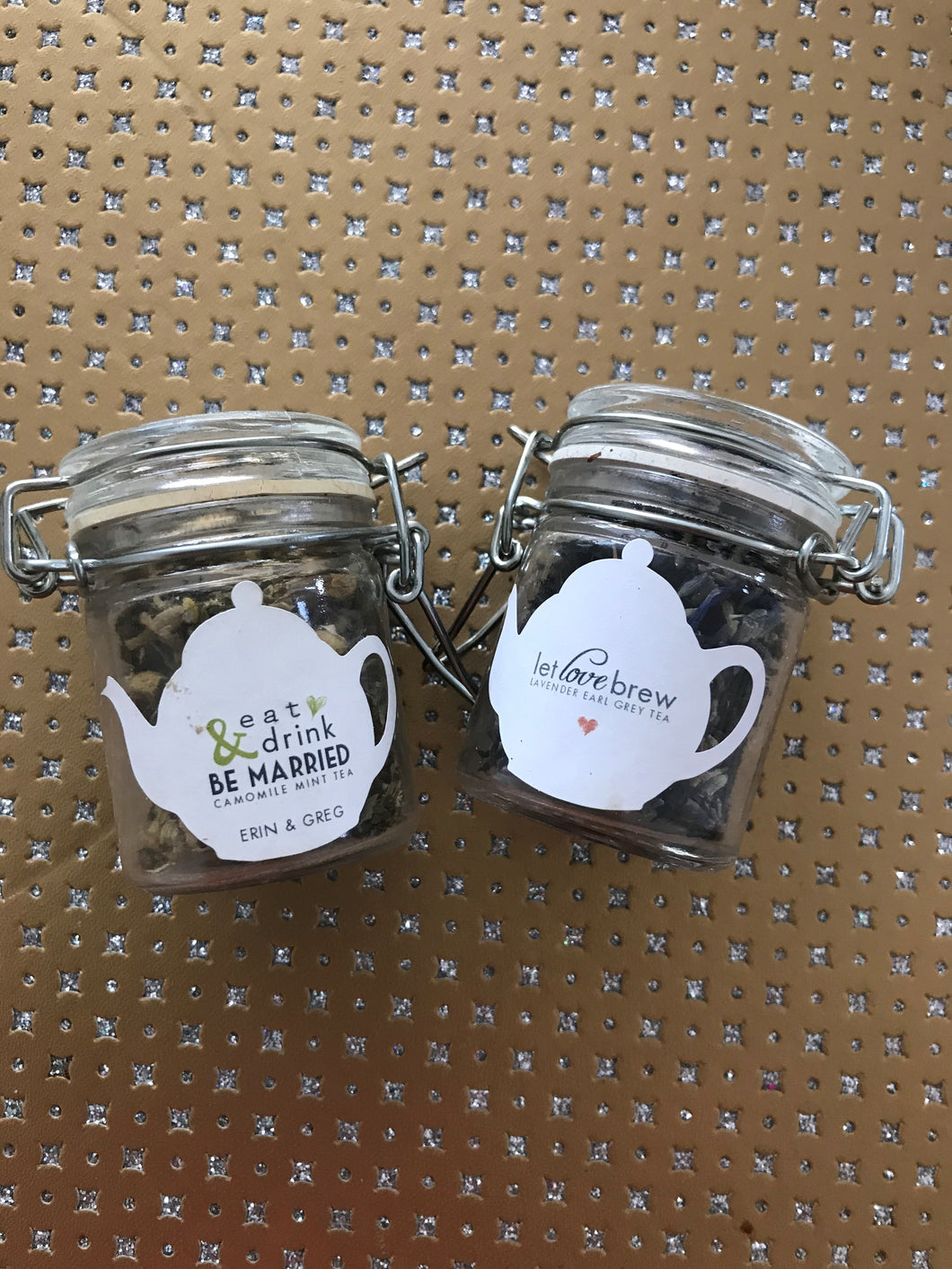Jar of loose-leaf tea with custom label